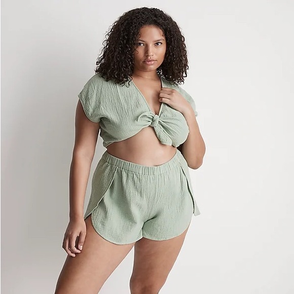 NWT Madewell Double-Gauze Tie-Front Cropped Top - Picture 3 of 5